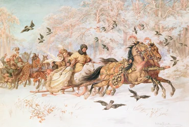 Olenka och Kmicic vid Kulig, ca 1887